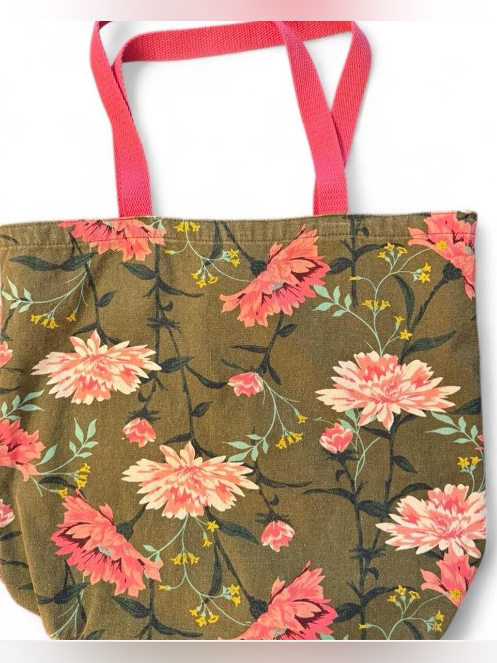 OLD NAVY Pink & green floral tote bag. Soft canvas. Normal wear